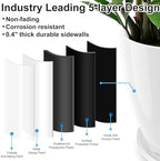 GameXcel Flower Pot Indoor - Outdoor Plant Pot - White Glossy Planter - Elegant Ceramics Imitation - 12" Diameter 12" Tall with Drainage Holes and Saucer 2 Pack - Image 4