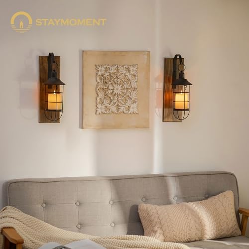 Wall Candle Sconce with Black Lantern, Set of 2 Farmhouse Decor - Image 3