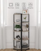 Hzuaneri Corner Shelf Stand, Corner Bookshelf with Metal Frame - Image 4