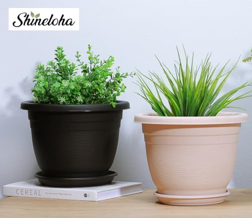 5 Packs 10 inch Flower Pots + Saucers, Large Indoor & Outdoor Pot - Image 3