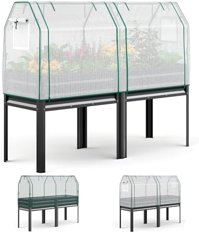 King Bird Large Raised Garden Bed with Legs & Cover & Netting 72×23×55 in by KINGBIRD