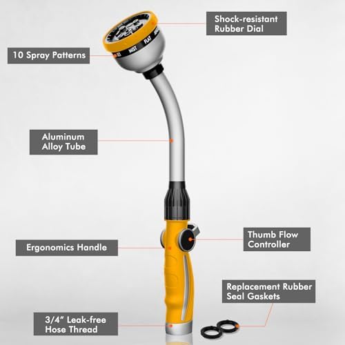 RESTMO Watering Wand Heavy Duty, 15-Inch Long Hose Nozzle Sprayer - Image 2