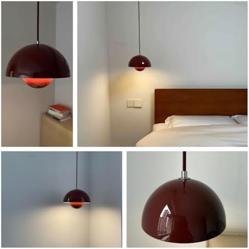 Nordic Retro Flower Bud Pendant lamp, 78.7″ Adjustable Cord Metal Hanging Lights Fixture for Kitchen, Bar Dining Room Living Room W9.1″ X H 6.3″ Chandelier Over Table (Brown Red) Small Hardwired - Image 3