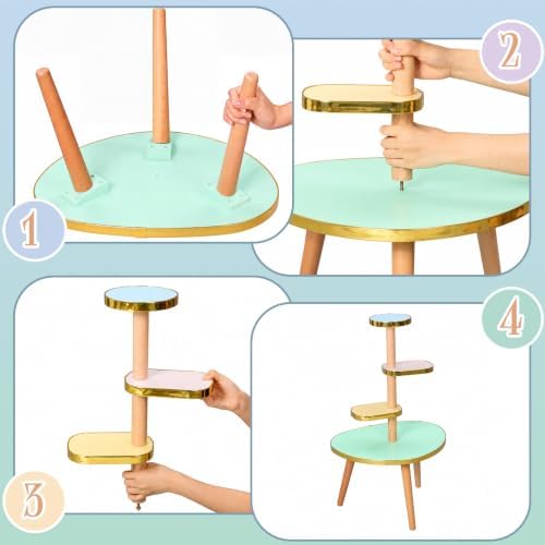 Amyhill Mid Century Modern Decor for Home 4-tier Plant Stand Colorful Mid Century End Table Modern Storage Shelf for Living Room, Bedroom, Balcony, Boho Home Decor (Pastel) - Image 4