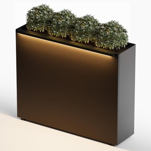 GSK 30" H Rectangular Metal Planter with Led Light for Indoor Outdoor Black by GSK