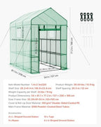 VEVOR Walk-in Greenhouse, 54" x 81.1" x 77.2" Greenhouse for Outdoors with Windows, PE Cover, 2 Tiers 14 Shelves, Roll-Up Zipper Door, Walk in Green House, Portable Plant Garden Hot House for Backyard - Image 7