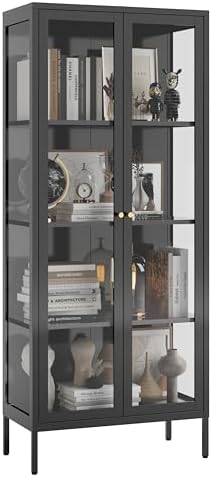 UNICOLY Glass Display Cabinet 4-Tier, Display Cabinet with Glass Doors by For30YearsWehavespecializedinsteelfurniture