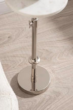 Kate and Laurel Engles Traditional Adjustable-Height Pedestal Drink Table, 10 x 10 x 30, White Marble and Silver Chrome, Vintage Round Indoor Metal Plant Stand with Authentic Marble Tabletop - Image 6