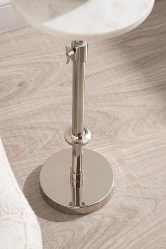 Kate and Laurel Engles Traditional Adjustable-Height Pedestal Drink Table, 10 x 10 x 30, White Marble and Silver Chrome, Vintage Round Indoor Metal Plant Stand with Authentic Marble Tabletop - Image 6