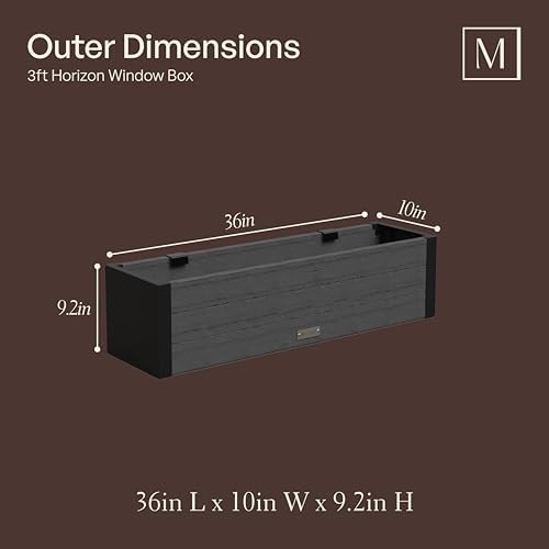 Mayne Vista 36in Rectangular Window Box Planter, Charcoal - Image 2