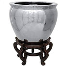Red Lantern 16" Pure Silver Porcelain Fishbowl Planter or Cachepot for Indoor/Outdoor Use in Garden Entryway Living Room Boho Eclectic Modern Contemporary Classic Traditional Style Decor by RedLantern