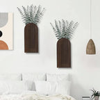 Dnnnii 2 Pack Wooden Wall Vase Set - Dark Brown Finish Modern Farmhouse & Boho Wall Decor for Entryway, Hallway, Bathroom, Living Room, Dining Room, Narrow Spaces - Image 6