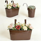 12 Pack Mixed Size Fence Hanging Planter for Patio Garden Décor, Chocolate - Image 6