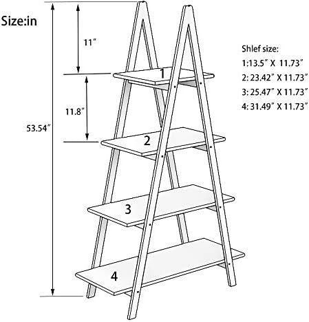 Knocbel 4-Tier Bamboo Ladder Shelf Storage Shelves Display Rack, Bookcase Plant Flower Pots Stand, 22 Lbs Capacity of Each Tier, 31.49" L x 11.73" W x 53.54" H (White and Brown) - Image 2