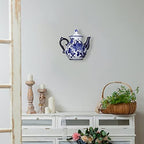 Blue & White Porcelain Wall Vase,Water Bottle Shape Hydroponic Vase Wall Planter for Indoor, Outdoor (C) - Image 6