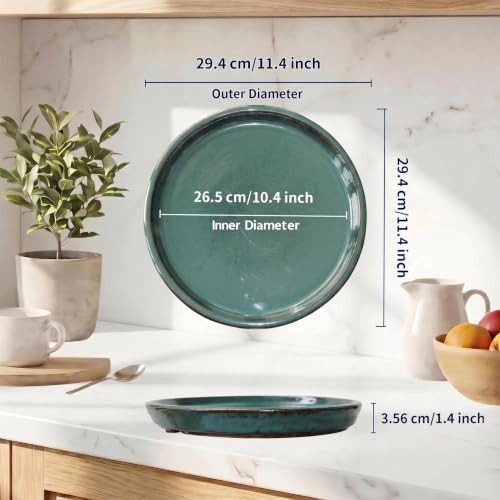 Ceramic Plant Saucer, 11.4 inch, Forest Green - Image 6
