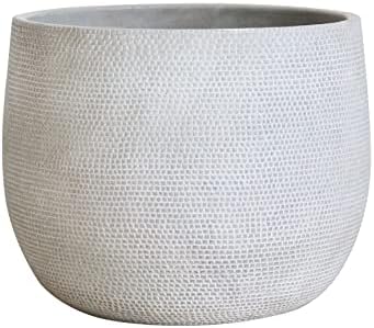 Olly & Rose Barcelona Ceramic Plant Pot Large 10 Inch - Off White Grey Flower Pots - Plant Pots Indoor & Outdoor Planters Extra Large by OllyRoseEngland