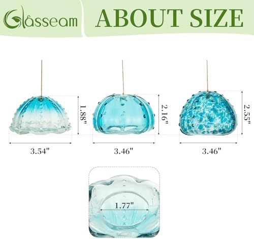 Glasseam Glass Jellyfish Decor, 3 Pcs Hanging Air Plant Holders with Jute - Image 6