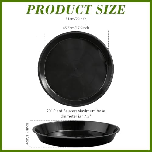 6 Pack 20 inch Plant Saucers for 17.5 inch Planters, Modern Matte Finish 18 20 22 25 inch Flower Pot Drip Tray Base for Indoors Outdoors, Heavy Duty Plant Trays to Catch Water, Black - Image 2