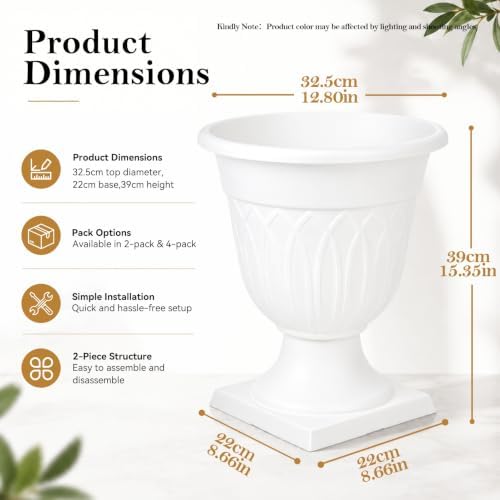 Planters for Outdoor Plants Large 2 Pack Resin Urn 15.3IN - Image 5