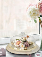 Serene Spaces Living Curio Glass Dome with Natural Wooden Base, Airplants, Flower Blooms, Accessories, Photos, Candles, Dessert Display, Home, Office Decor, Gift Idea - 12" Diameter & 6" Tall - Image 4