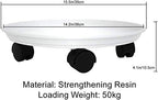 2 Pack 15.5" White Plant Caddy Round Movable Planter with Easy Moving Caster Wheels Dolly Trolley Tray Pallet Outdoor Indoor Tree Flower Stand Planter - Image 4