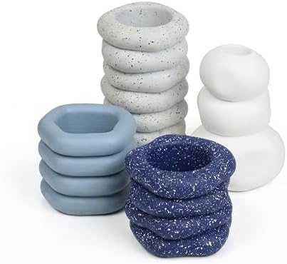 JONATHAN Y Hollis Modern Minimalist Handmade Concrete Stacked Ring Planter Set with Drainage Holes, Matte Cool Tone (Set of 4) (PLN1003B-4SET) by JONATHANY