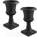 2/4 Pack 19.7 Inch Classic Pedestal Urn Planter, Lightweight PP Plastic Decorative Flower Pot for Patio Porch Wedding Indoor & Outdoor Decor Black 2 by Reheyre