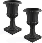 2/4 Pack 19.7 Inch Classic Pedestal Urn Planter, Lightweight PP Plastic Decorative Flower Pot for Patio Porch Wedding Indoor & Outdoor Decor Black 2 by Reheyre