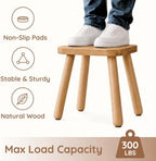 Youeon 12 Inch Square Solid Wooden Step Stool, Non-Slip One Step Stool for Adults, Holds up to 300 Lbs, Portable & Sturdy, Footstool for Bedroom, Bathroom, Kitchen, Easy to Assemble - Image 4