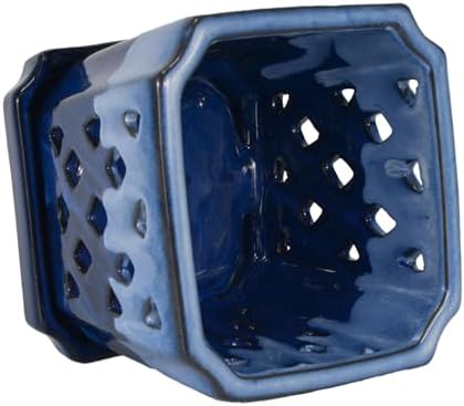 W&W Orchid Pot with Holes and Saucer for Repotting and Better Grow, White and Blue, 7 Inches - Image 4
