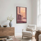 Stack of Books by Window Wall Art, Black Framed Impressionist Print - Image 6