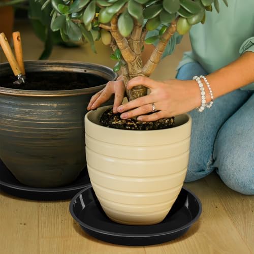 Eccliy 6 Pack Plastic Plant Saucer, Round, 14 Inch, Black - Image 4