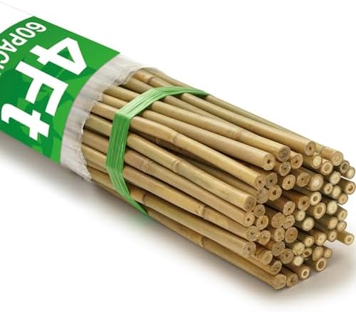 60Pcs Bamboo Stakes for Plant 4 Feet, Garden Bamboo Plant Stakes for Plants Support, Bamboo Sticks for Climbing Plants, Tomatoes, Sunflowers, Beans, Potted Plants, Trees by Taoskai