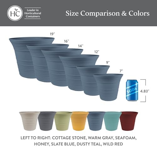 The HC Companies 16 Inch Sedona Round Self Watering Planter Pots, Lightweight UV-Resistant Plastic Indoor & Outdoor Planters, 2-Pack Flower Pots for Garden & Home Decor, Wild Red - Image 6