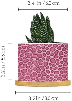 Hot Pink Leopard Print Ceramic Planter Animal Strip Planters for Outdoor Plants with Drainage Holes and Saucers Pot for Succulents Cactus Garden Windowsill - Image 2
