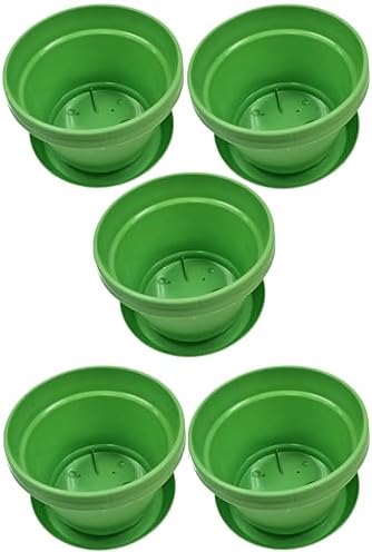 7in Pot and Saucer Lime Green Set of 5 by AustinPlanter