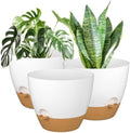 ZMTECH 3Pcs 12Inch Plant Pot Planter for Indoor Plants Self Watering Flower Pot with Drainage Holes and Saucer for Outdoor Plants(White with Brown) by HighQualityGardeningTools