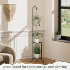 2 Tiers Hanging Metal Plant Stand Space Saving Corner Plant Holder - Image 7