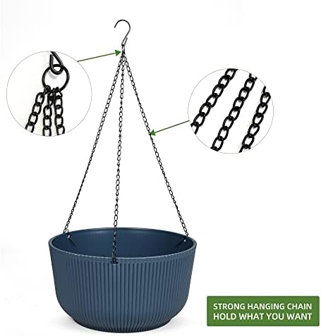 Dexceder 11.2 Inch Self Watering Hanging Planter (2 Pack, Deep Blue) - Image 5