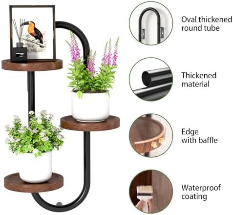 Wall Mounted Plant Stands Indoor Oval Plant Stand - 3 Tier Window Plant Shelf for Multiple Plants Space-Saving Corner Hanging Wall Stand for Small Spaces Planter Lover to Home Decor - Image 4
