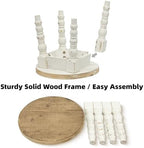 Solid Wood Indoor Plant Stand Stool, 11.8" Round × 10.6" Tall Small Wood Plant Stand for Pots, Vases & Home Décor – Rustic Vintage White Display Pedestal & Plant Holder for Indoor or Outdoor Use - Image 6