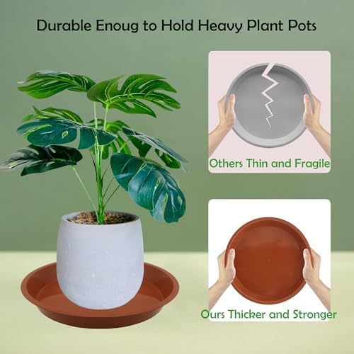 8 Pack 20 Inch Round Plant Saucers for Less 18 Inch Pot Indoors Outdoors Plant Trays for Pots Planter Saucer Plastic Drip Tray Planter Water Tray(Terracotta, 20"(8pcs)) - Image 4