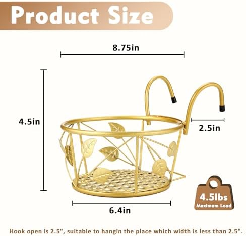 3 Pack Hanging Planter Holders, Golden - Image 2