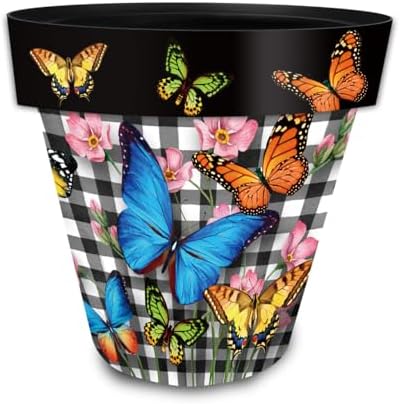 Briarwood Lane Spring Planter 11.75 x 11 x 11 Checkered Butterflies Medium - Image 4