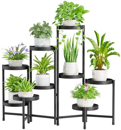 iDavosic.ly Plant Stand Indoor Outdoor, 9 Tier Metal Corner Shelf, Black by iDavosicly