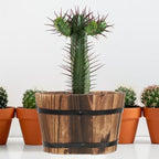 2pcs Rustic Wood Barrel Planters for Indoor Plants and Vegetables - Image 6