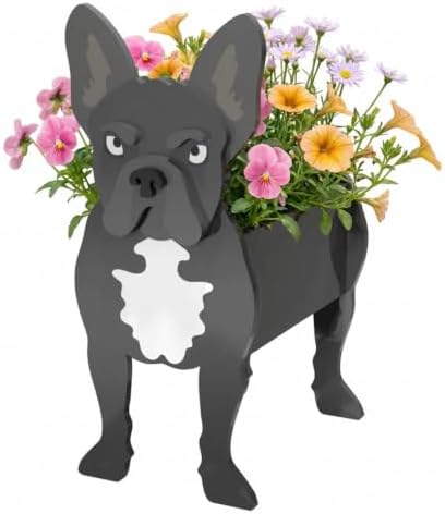 Animal PVC Flower Pot, Bulldog French Shaped Succulent Planter Flower Holder for Garden Patio Balcony Window Sill, for Birthday Pet Lovers, 36x22cm(14x9in) - Image 3