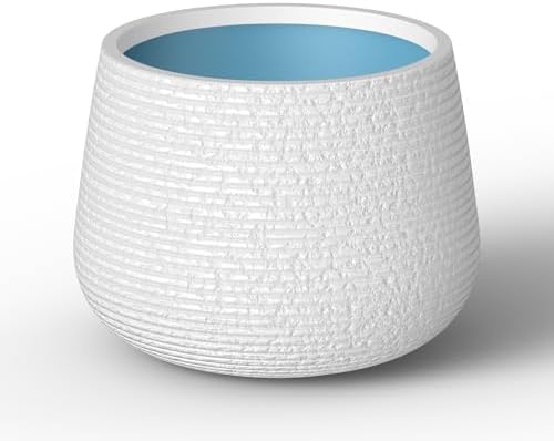 Kante 18.1" Dia Round Fluted Planter with Surface Indentations by Unknown