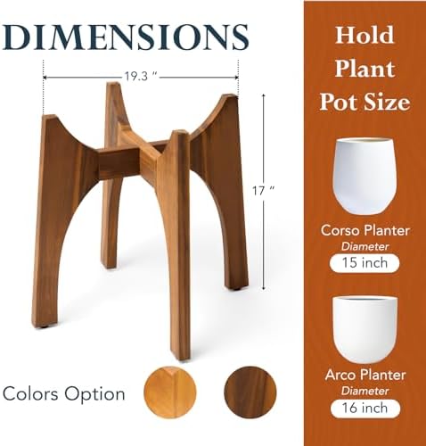 KUTE NEST 17" H x 19.3" W Acacia Solid Wood Plant Stand - Walnut - Image 4